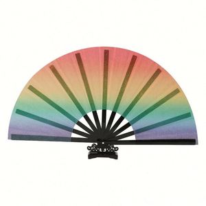 Eco-Friendly Painted 33cm Golden <b>Glitter</b> Kung Fu Tai Chi Design Bamboo Plastic Hand Fan for Square Dance Fitness Studio - Product Image 3