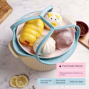 Food Grade Silicone Plastic Kitchen <b>Steamer</b> Non-Stick Binaural Steamed Bread <b>Steamer</b> Breathable New Kitchen Accessory - Product Image 5