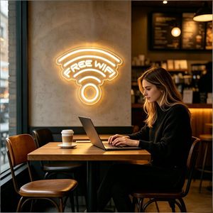 Free Wifi Letreros Neon LED indoor hanging ambient light shop <b>sign</b> wall decoration light entrance indicator light luminous <b>sign</b> - Product Image 4