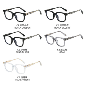 Montatura Ottica Retrò per Donna, Occhiali Anti Luce Blu, Alta Qualità in Acetato e Metallo, Struttura con Perni, Montature Quadrate di <span class=keywords><strong>Design</strong></span> per Uomo - Product Image 6