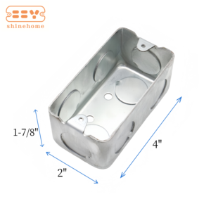 กล่องรวมสายไฟโลหะรูปสี่เหลี่ยมผืนผ้าขนาด <span class=keywords><strong>2x4</strong></span> นิ้ว ความลึก 1-7/8 นิ้ว ทำจากเหล็กชุบสังกะสี พร้อมช่อง KO ขนาด 3/4 นิ้ว สำหรับสวิตช์และเต้ารับติดผนัง - Product Image 2