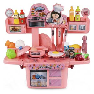 Kids Pretend <b>Kitchen</b> Toy Deluxe Counter <b>Sink</b> Burner Storage Rack Culinary Practice Imagination Development Family Leisure - Product Image 1