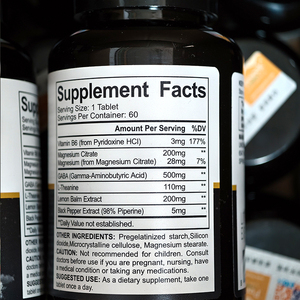 Integratore per il Sonno Beverly Private Label per Adulti con GABA e Vitamina B-6, Compresse da 500mg, Flacone da 60 Pezzi, Certificato ISO9001 - Product Image 4