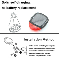 At Solar Energy lampu belakang sepeda, 2 LED lampu belakang untuk sepeda gunung, peringatan keselamatan, fitur tahan air lampu sepeda surya