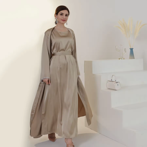 Ballot d'Abayas d'Occasion, Vêtements Islamiques <span class=keywords><strong>Abaya</strong></span> Noire pour Filles et Femmes, Robes Musulmanes Simples et Économiques en Tissu Nida, Couleur Unie de Gros Dubaï - Product Image 2