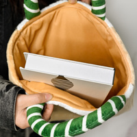 Noël Adorable Corgi Brodé En Peluche Sac Fourre-Tout Mignon Beige Grande Capacité Sac À Main pour Les Étudiants Usage Quotidien