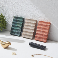 Porte-savon en marbre naturel sculpté à la main, plateau de drainage ondulé créatif, support de savon en pierre ondulée, plateau à bijoux pour salle de bain, hôtel