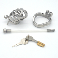 Cage de chasteté masculine avec verrouillage furtif oeil de cheval cathéter urétral dilatateur prise de pénis dispositif de cathéter d'urètre 304 anneaux de bite en acier