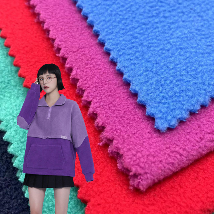 Лидер продаж, теплая трикотажная двухсторонняя однотонная флисовая ткань из полиэстера 150D с начесом для зимней куртки