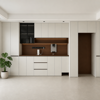 Ensemble d'armoires modernes en bois massif écologique pour toute la maison, idéal pour hôtel : penderie durable, rangement de cuisine et entrée, et espace à chaussures