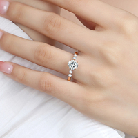 Anillo de Plata de Ley 925 de Alta Calidad, Certificado, Pasa la Prueba del Diamante, 1ct Moissanita, Anillos de Mujer, Joyería de Boda, Envío Rápido