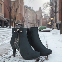 Bottes personnalisées pour femmes Fabricant de bottes d'hiver sexy à talons fins avec chaîne en or Bottines à talons hauts pour femmes Bottines à bout pointu personnalisées pour femmes