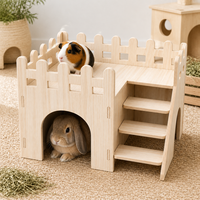 Maisonnette en bois massif pour animaux de compagnie (hamster, écureuil, hérisson, cochon d'Inde, caille japonaise) - Grande cachette imperméable pour la vente en gros