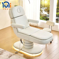 Table de massage électrique pour soins esthétiques avec lumière LED, 3 moteurs, lit de beauté inclinable pour salon de beauté