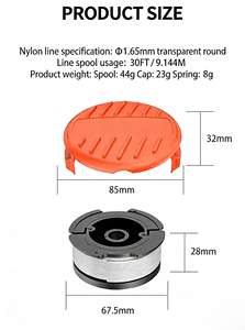 Cuerda de repuesto para desbrozadora AF-100, recambio de hilo para Black&Decker GH900 LST220 MTC 220 GLC, diámetro exterior 0.065" (1.6mm), 30 pies, AF1003ZP - Product Image 6
