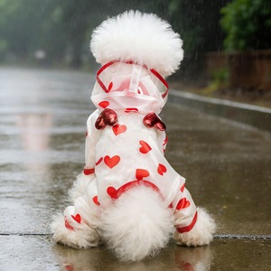 Pet Raincoat Heart Print Waterproof Coat For <b>Small</b> Medium Dogs Cats Four Seasons Outdoor Wear - Product Image 3