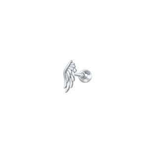 Boucles d'oreilles clous mini ailes de plume tendance en argent sterling S925 ROXI - Product Image 2