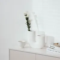 Modern Porcelain Ceramic Vase, U Shaped White Flower Vase