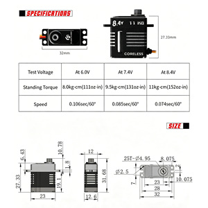 Flashobby Nuevo Servo Digital Micro RC CLS1227RP-B con Engranajes Metálicos HV de Alto Torque 11KG 0.074Seg para SCX24 AX24 <span class=keywords><strong>1</strong></span>/<span class=keywords><strong>24</strong></span> RC <span class=keywords><strong>Crawler</strong></span> - Product Image 6