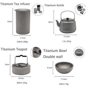 Ultralight Titanium <b>Camping</b> Travel Cookware Set Outdoor Backpacking Pot <b>Kettle</b> Mug Bowl Cooking Set - Product Image 3