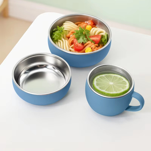 Ensemble de bols et tasses multifonctions rouges pour bébé en acier inoxydable et silicone, sûrs pour servir les repas et les collations, tous âges - Product Image 5