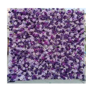 Lilac Flower Wall Romantic Purple Lavender Rose Flower Backdrop Wedding Decoration