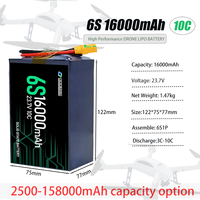 QiQi 16000mAh 9000mAh 4S 6S 12S 14S 18S Batterie rechargeable à semi-conducteurs compatible Lithium-Ion pour les amateurs de drones