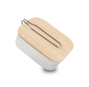 Kit de 2 boîtes à repas portables en acier inoxydable pour l'extérieur avec couvercles en bois - Product Image 4
