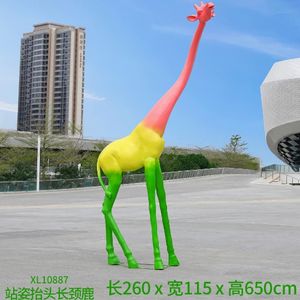 Açık büyük ölçekli simüle zürafa heykel fiberglas parkı manzara anaokulu doğal alan hayvan dekorasyon süs - Product Image 5
