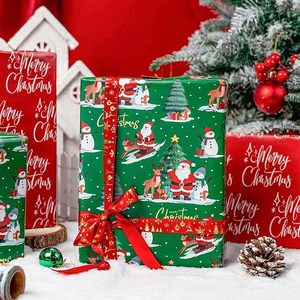 Christmas Wrapping Green Red Double Side Wrapping <b>Paper</b> Santa Claus Snowflake <b>Pattern</b> Christmas <b>pattern</b> wrapping <b>paper</b> - Product Image 2