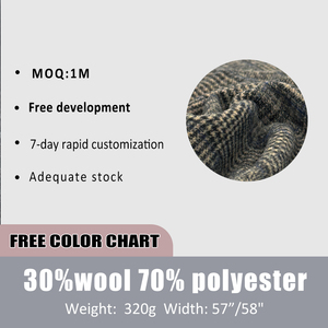 Tissu en tweed à carreaux bleu-noir 30% laine 70% tissu en polyester tissu tissé à texture claire pour la fabrication de manteaux et de vestes pour hommes - Product Image 2