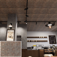 Panneaux muraux gaufrés artistiques 3D modernes Plafonds en PVC en cuivre résistant aux intempéries pour décoration intérieure Carreau de plafond PLB10 étanche