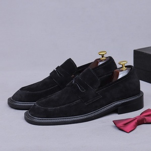 Mocassins Business Casual pour Hommes en Daim et Cuir de Vachette Britannique, Chaussures en Cuir à Enfiler à Bout Rond pour Hommes - Product Image 1