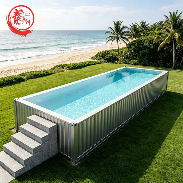 Container Pool Shipping Manufacturer Convenient Fiberglass Pool Diy Wide Swimming Kit Storage Container Pool with Infinity Edge