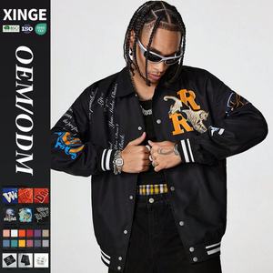 Chaqueta Varsity Personalizada Estilo Vintage Y2K con Parches Gráficos, Impresión Digital, Resistente al Viento, Ecológica, de Manga Larga para Hombre - Product Image 1