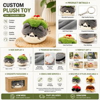 Peluche personnalisée chat gris Matcha, douce et rembourrée, porte-clés en peluche personnalisé