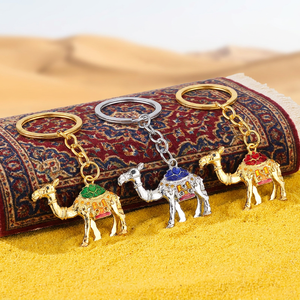 <span class=keywords><strong>Porte</strong></span>-clés Exotique Traditionnel Chameau <span class=keywords><strong>3D</strong></span> Émaillé Plaqué Or et Argent, Breloque de Sac Animal pour Souvenirs d'Arabie Saoudite - Product Image 1