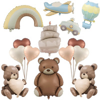 Ballons en aluminium rose mat 2026 Pastel pour bébé fille, thème Dinosaures et Ours, pour décoration de fête 1er anniversaire et baby shower
