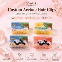 DOWELL Pince à cheveux personnalisée en acétate, motif scène de plage pour chien, design mignon de dessin animé, accessoires capillaires personnalisés, fourniture d'usine