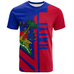Camiseta Deportiva Personalizada con Estampado Completo de la Bandera de Haití, Jersey de Fútbol de la Federación Haitiana, Sublimación, Cuello Redondo, Manga Corta, Alta Elasticidad para Hombre - Product Image 4
