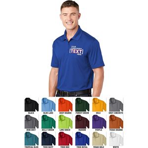 Custom Embroidered Moisture Wicking Performance <b>Polo</b> Men's Short Sleeve Polyester Cotton Woven Shirt - Product Image 4