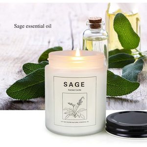 Vela Aromática de Salvia, Mezcla de Cera de Soja, Aceite Esencial Natural, Frasco de Vidrio Cilíndrico, Set de Regalo - Product Image 1