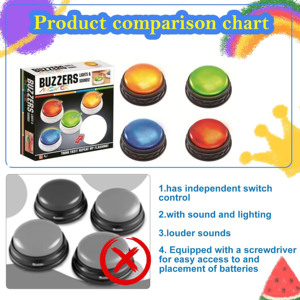 ELI TOY 4-Pack risposta Buzzers gioco cicalini per famiglia faida in classe quiz Party Buzzer gioco Show bambini giocattoli educativi - Product Image 5