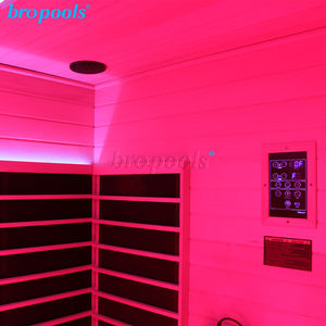 Sauna Premium para el Hogar Bropool, Diseño Moderno, Panel de Terapia de Luz Roja, Estufa Eléctrica Infrarroja de Lejano Alcance, para 5-6 Personas, Madera Maciza Roja - Product Image 4