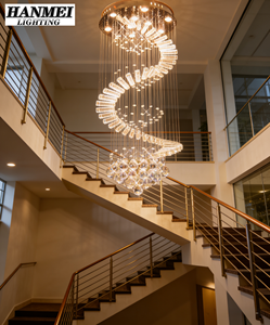 Lámpara Colgante de Estilo Europeo para Escaleras de Villa, Doble Altura, para Sala de Estar, Cristal en Espiral, Romántica, Decorativa, para Restaurante, Mediana/Larga - Product Image 1