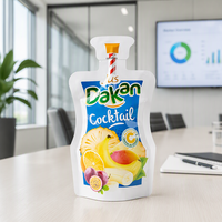 Sachets en plastique personnalisés pour boissons liquides avec paille, pour machine de remplissage de jus en aluminium, pochettes verticales à bec verseur