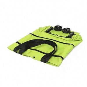 Sac de courses pliable réutilisable à prix avantageux avec roulettes en tissu Oxford, impression personnalisée - Product Image 4