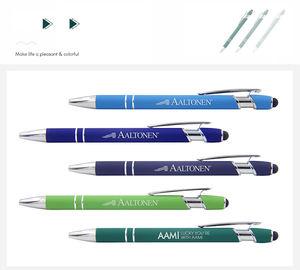 Новый многофункциональный стилус 2 в 1 с шариковым наконечником, мягким покрытием для сенсорных экранов, с лазерной гравировкой логотипа, металлический стилус - Product Image 5