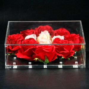 Customized 25 Holes <b>Clear</b> Perspex Acrylic Rose <b>Gift</b> Cases Flower <b>Box</b> Store Display Stand for - Product Image 4