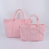 Sac fourre-tout personnalisé à faible MOQ, grande capacité, écologique, avec fermeture éclair en métal, en velours côtelé doux, sac fourre-tout pour femmes